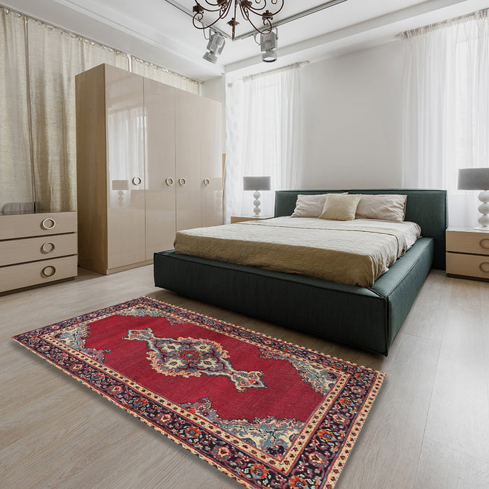 Traditional Dark Almond Brown Persian Rug in a Bedroom, tr4234