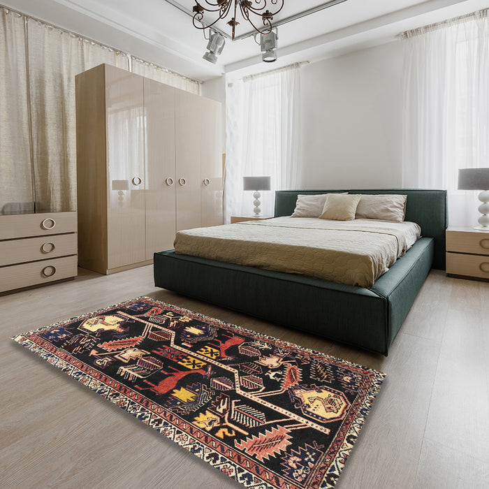 Traditional Orange Salmon Pink Animal Rug in a Bedroom, tr4238