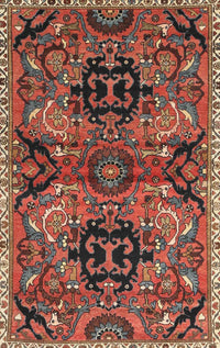 Machine Washable Traditional Saffron Red Rug, wshtr4239