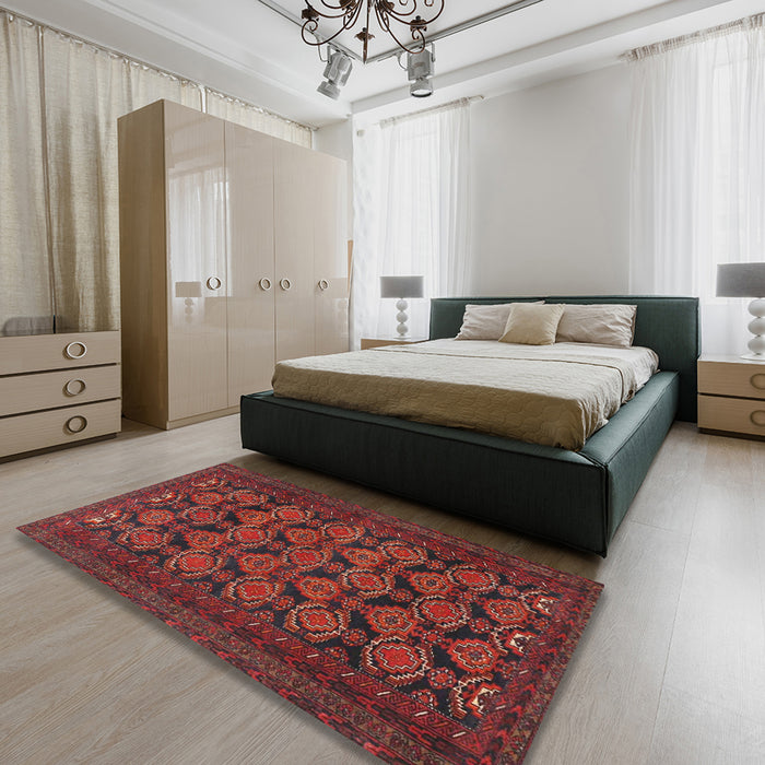 Machine Washable Traditional Chestnut Brown Rug in a Bedroom, wshtr4240