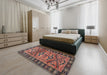 Traditional Orange Salmon Pink Persian Rug in a Bedroom, tr4241