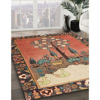 Traditional Brown Red Animal Rug, tr4243