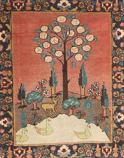 Machine Washable Traditional Brown Red Rug, wshtr4243