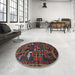 Round Traditional Brown Animal Rug in a Office, tr4244