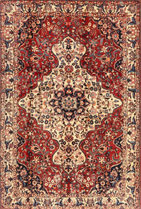 Machine Washable Traditional Saffron Red Rug, wshtr4246