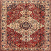 Square Traditional Saffron Red Persian Rug, tr4246