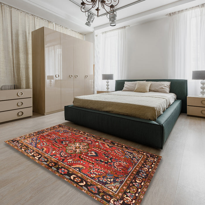 Traditional Rust Pink Persian Rug in a Bedroom, tr4248