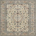 Square Traditional Carbon Gray Medallion Rug, tr424