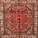 Round Machine Washable Traditional Tomato Red Rug, wshtr4251