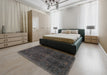 Traditional Carbon Gray Persian Rug in a Bedroom, tr4252