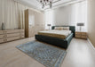 Traditional Silver Gray Persian Rug in a Bedroom, tr4253