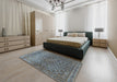 Machine Washable Traditional Silver Gray Rug in a Bedroom, wshtr4253