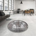 Round Traditional Dark Gray Persian Rug in a Office, tr4255