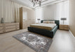 Machine Washable Traditional Dark Gray Rug in a Bedroom, wshtr4255