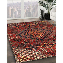 Machine Washable Traditional Crimson Red Rug in a Family Room, wshtr4256