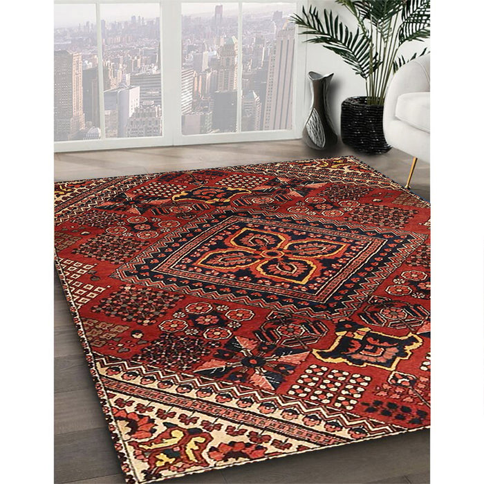 Machine Washable Traditional Crimson Red Rug in a Family Room, wshtr4256