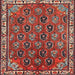 Round Machine Washable Traditional Orange Salmon Pink Rug, wshtr4258