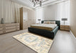 Traditional Tan Brown Persian Rug in a Bedroom, tr4260