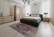 Machine Washable Traditional Dark Brown Rug in a Bedroom, wshtr4261