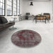 Round Traditional Dark Brown Persian Rug in a Office, tr4261