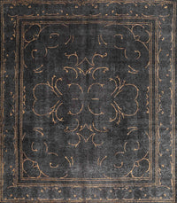 Machine Washable Traditional Charcoal Black Rug, wshtr4262