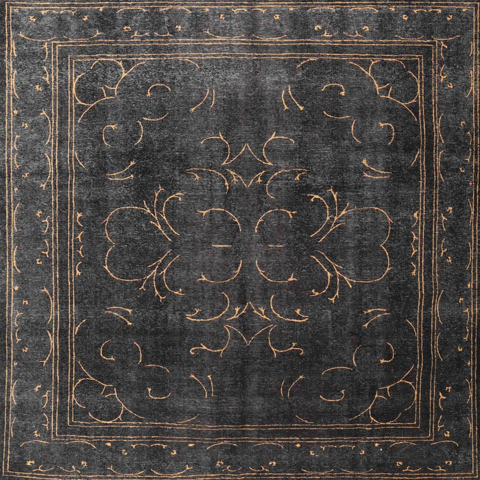 Round Machine Washable Traditional Charcoal Black Rug, wshtr4262