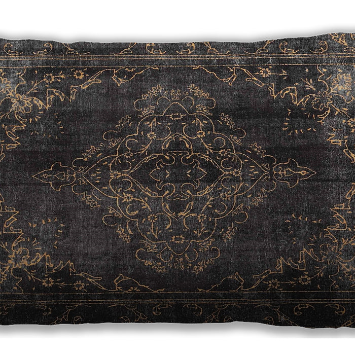 Traditional Classic Rectangular Charcoal Black Lumbar Throw Pillow, 13 inch by 19 inch, lbtr4263