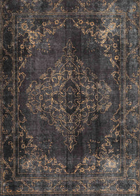 Machine Washable Traditional Charcoal Black Rug, wshtr4263