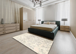 Traditional Desert Sand Beige Persian Rug in a Bedroom, tr4264