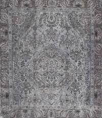 Machine Washable Traditional Dark Gray Rug, wshtr4266