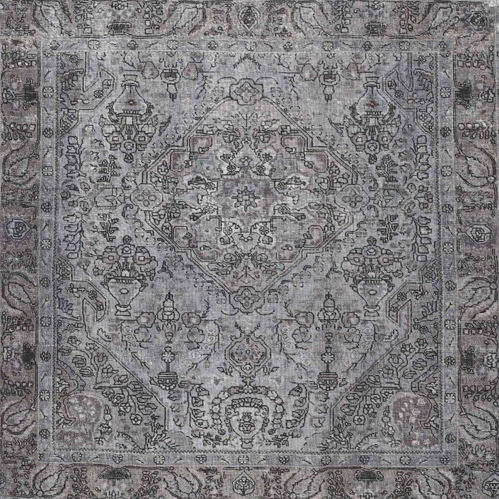 Round Machine Washable Traditional Dark Gray Rug, wshtr4266