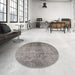 Round Machine Washable Traditional Rosy Brown Pink Rug in a Office, wshtr4268