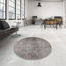 Round Traditional Rosy Brown Pink Persian Rug in a Office, tr4268