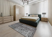 Traditional Dark Gray Persian Rug in a Bedroom, tr4269