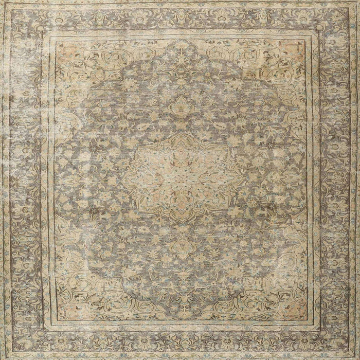 Square Traditional Dark Almond Brown Persian Rug, tr4273