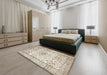 Traditional Wheat Beige Persian Rug in a Bedroom, tr4275