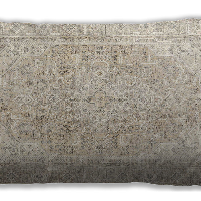 Traditional Classic Rectangular Light French Beige Brown Lumbar Throw Pillow, 13 inch by 19 inch, lbtr4278