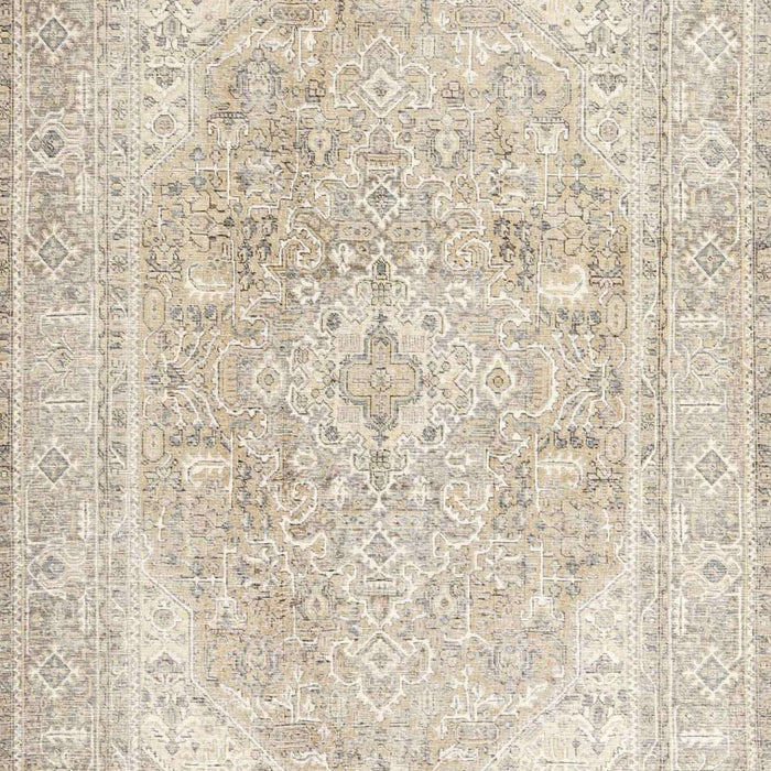 Machine Washable Traditional Light French Beige Brown Rug, wshtr4278