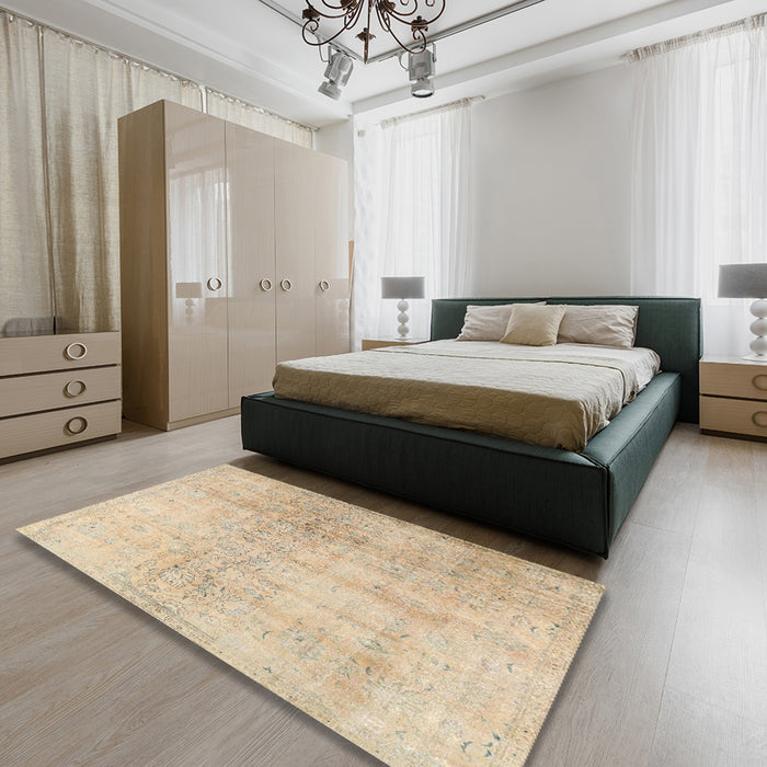 Machine Washable Traditional Brown Rug in a Bedroom, wshtr4279