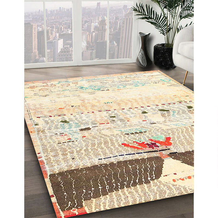 Traditional Golden Blonde Gold Persian Rug in Family Room, tr4282