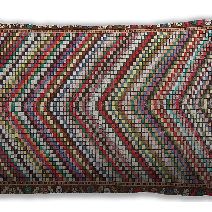 Traditional Classic Rectangular Brown Red Lumbar Throw Pillow, 13 inch by 19 inch, lbtr4286