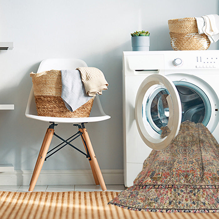 Machine Washable Traditional Sienna Brown Rug in a Washing Machine, wshtr4289