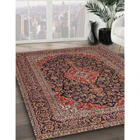 Traditional Orange Salmon Pink Medallion Rug, tr4291