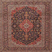 Square Traditional Orange Salmon Pink Medallion Rug, tr4291