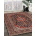 Traditional Orange Salmon Pink Medallion Rug in Family Room, tr4291