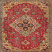 Round Machine Washable Traditional Peru Brown Rug, wshtr4293