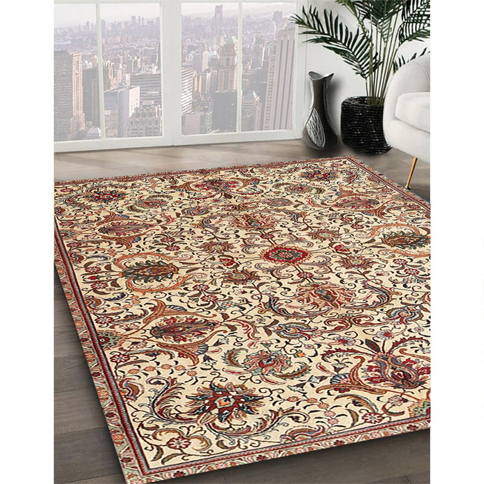Traditional Sienna Brown Persian Rug in Family Room, tr4295