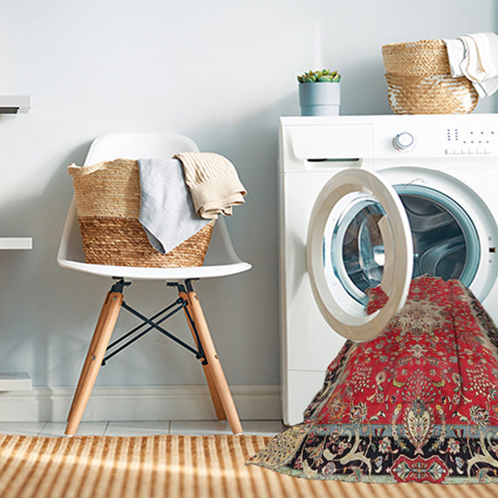 Machine Washable Traditional Camel Brown Rug in a Washing Machine, wshtr4296