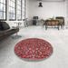 Round Machine Washable Traditional Orange Salmon Pink Rug in a Office, wshtr4297