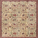 Round Machine Washable Traditional Sienna Brown Rug, wshtr4298